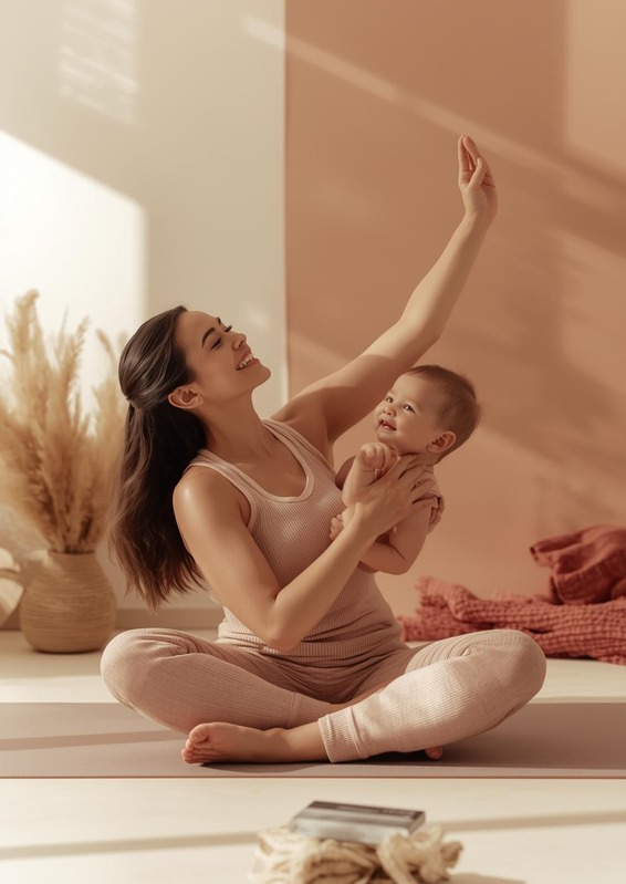 Maman et bébé en séance de yoga